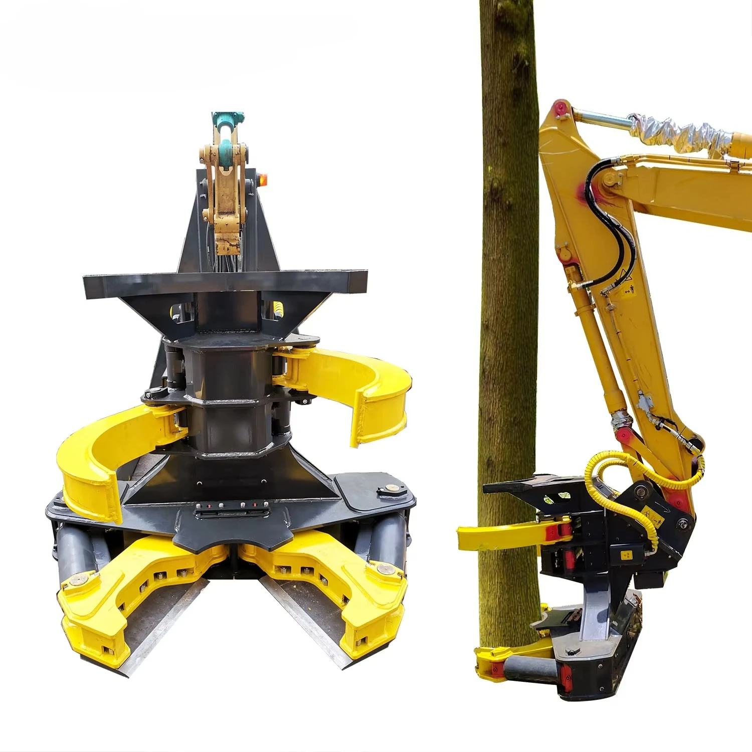 Maßgefertigte Forstmaschinen-Baggerzubehör Holzschneidemaschine Doppelzylinder-Baumschere Beamer Maximale Schnittleistung Image