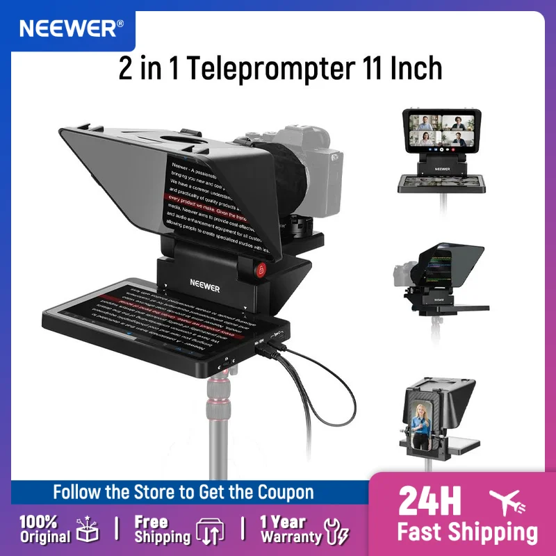 NEEWER 2-in-1-Teleprompter 11 Zoll mit Monitor für Windows MacOS, unterstützt Bildschirmspiegelung, tragbarer Prompter Image