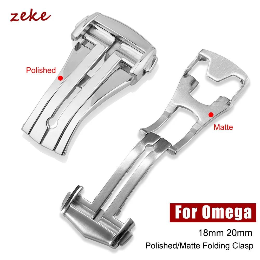 Polierte, matte, faltbare Uhrenschnalle für Omega-Edelstahl-Faltschließe, 18 mm, 20 mm, für Omega Seamaster-Uhrenarmbandknopf Image