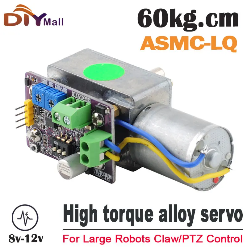 ASMC-LQ 60 kg Servo mit hohem Drehmoment, 360-Grad-Magnetgeber, Schneckengetriebe, Reduzierung, Ausschalten, selbstsichernd, für Roboterarm Image