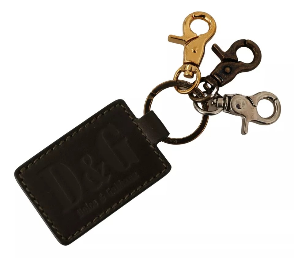 Dolce & Gabbana Mens Leather Keychain Multiple Hooks - Dark Grey - One Size | Dolce & Gabbana Sale | Discount Designer Brands