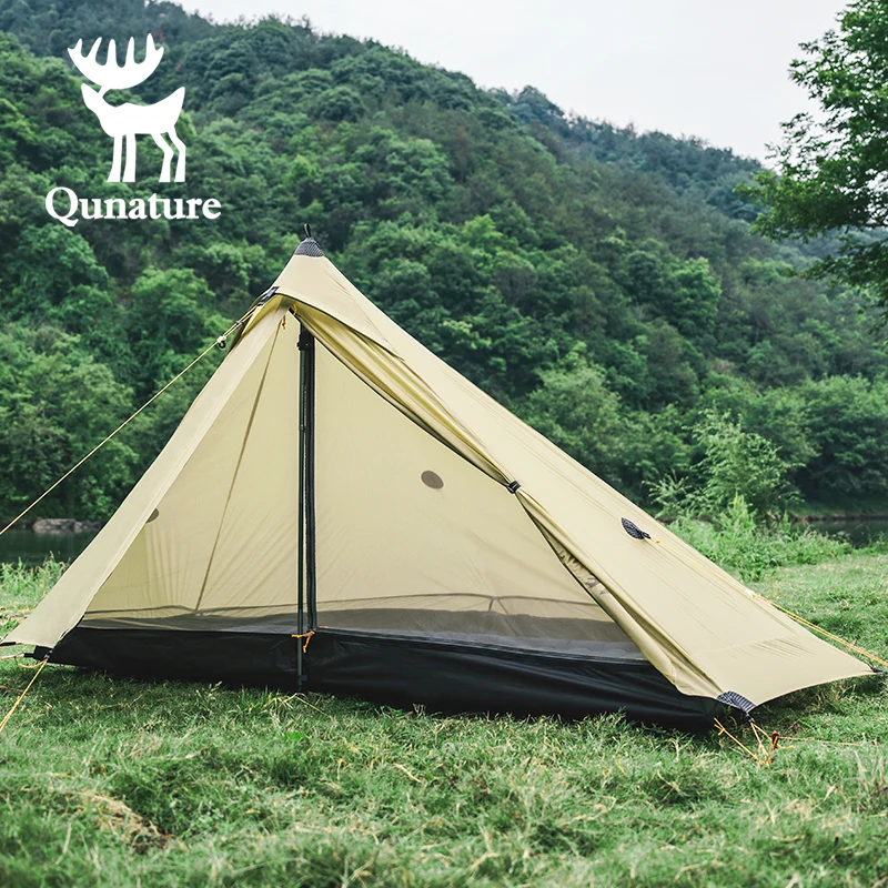 Qunature Campingzelt, ultraleichtes Bergsteigen, Outdoor-Wanderzelt, professionelles, wasserdichtes 1-Personen-Reise-Strandzelt aus Silikon Image
