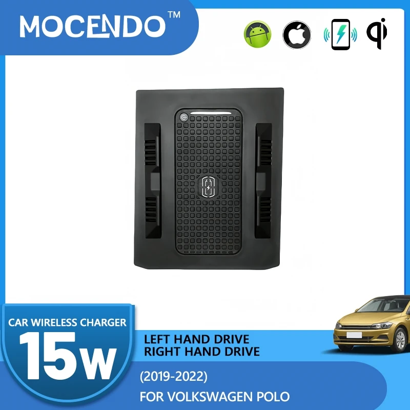 Auto Drahtlose Ladegerät Für Volkswagen Polo 2019 2020 2022 2021 Center Konsole 15W Schnelle Lade Pad Android Iphone Auto zubehör Image