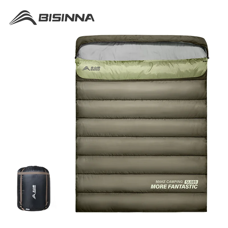 BISINNA 2-Personen-Campingschlafsack, tragbarer Winterschlafsack für vier Jahreszeiten, für Outdoor-Camping, Reisen, Wandern Image
