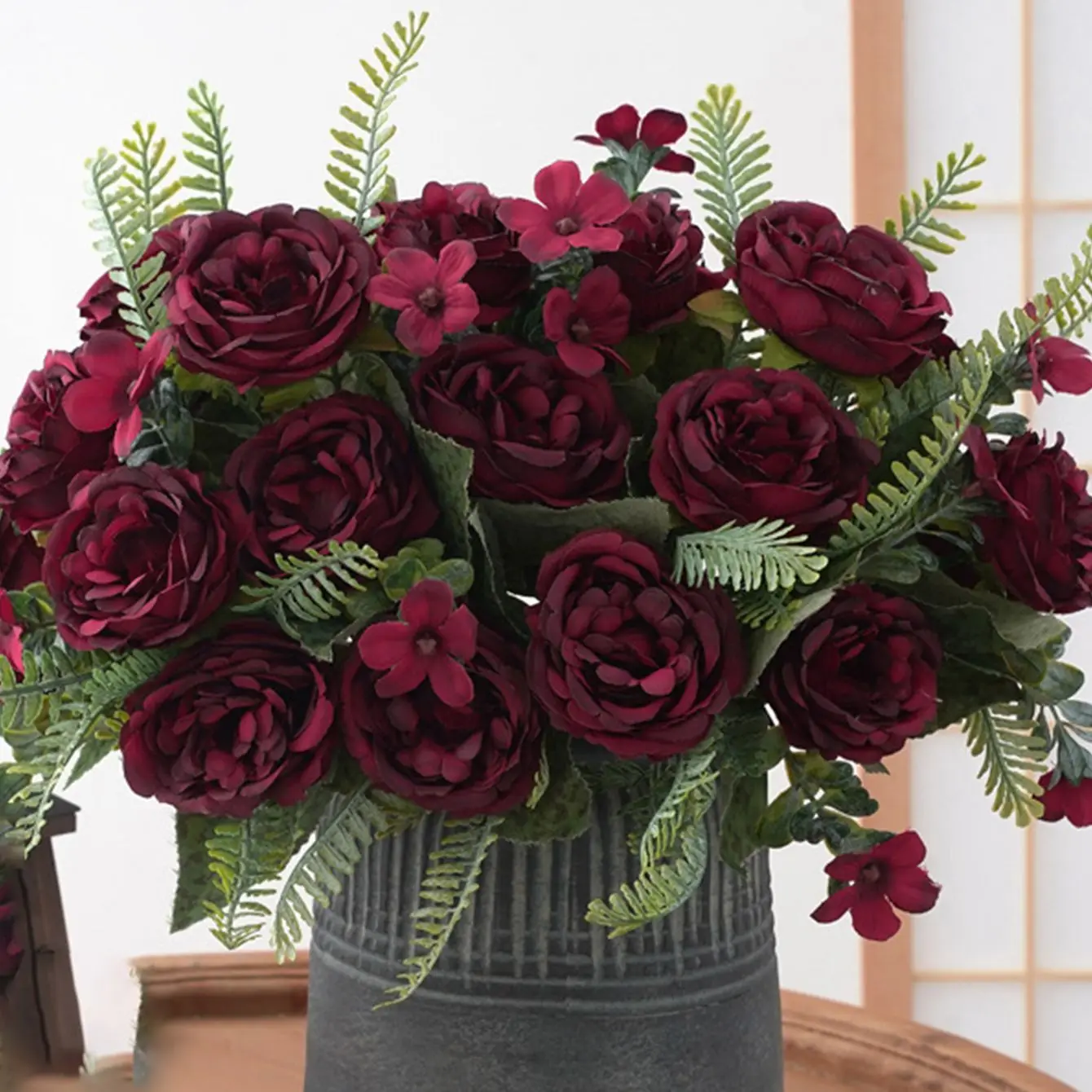 1PC Künstliche Blumen Vasen Hause Zimmer Tisch Dekorationen Festival Hochzeit Brautstrauß Im Freien Hof Garten Diy Geschenk Seide Pfingstrose Image