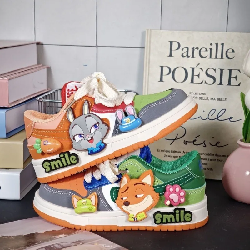 Disney Zootopia Youngster Zweifarbige Low-Top-Sneaker im neuen Stil, weich, bequem, stilvoll, Sportschuhe, Urlaub, Geburtstagsgeschenke