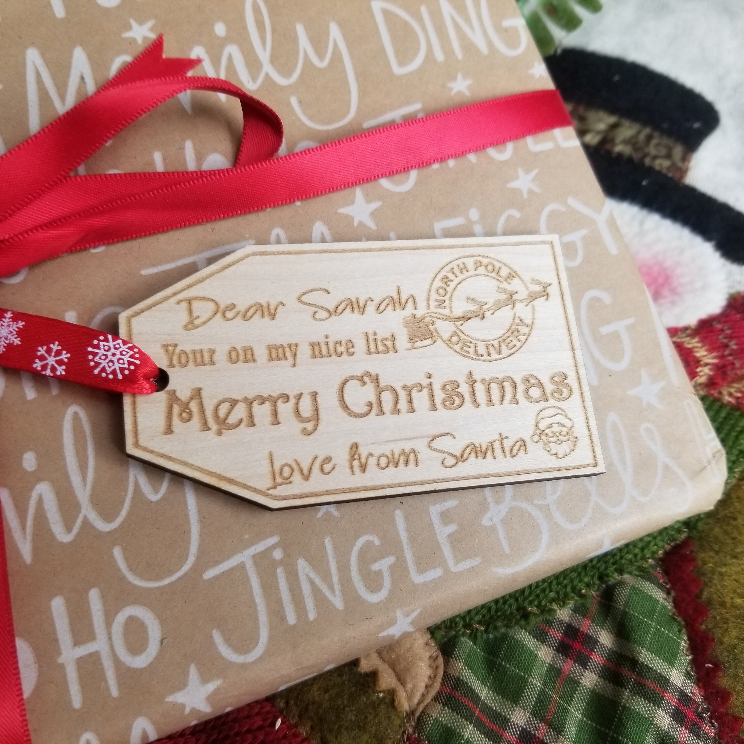 Etichetta regalo di Natale di Babbo Natale, personalizzata con nome e testo, etichetta per regali di Natale, regalo di Babbo Natale, etichetta special