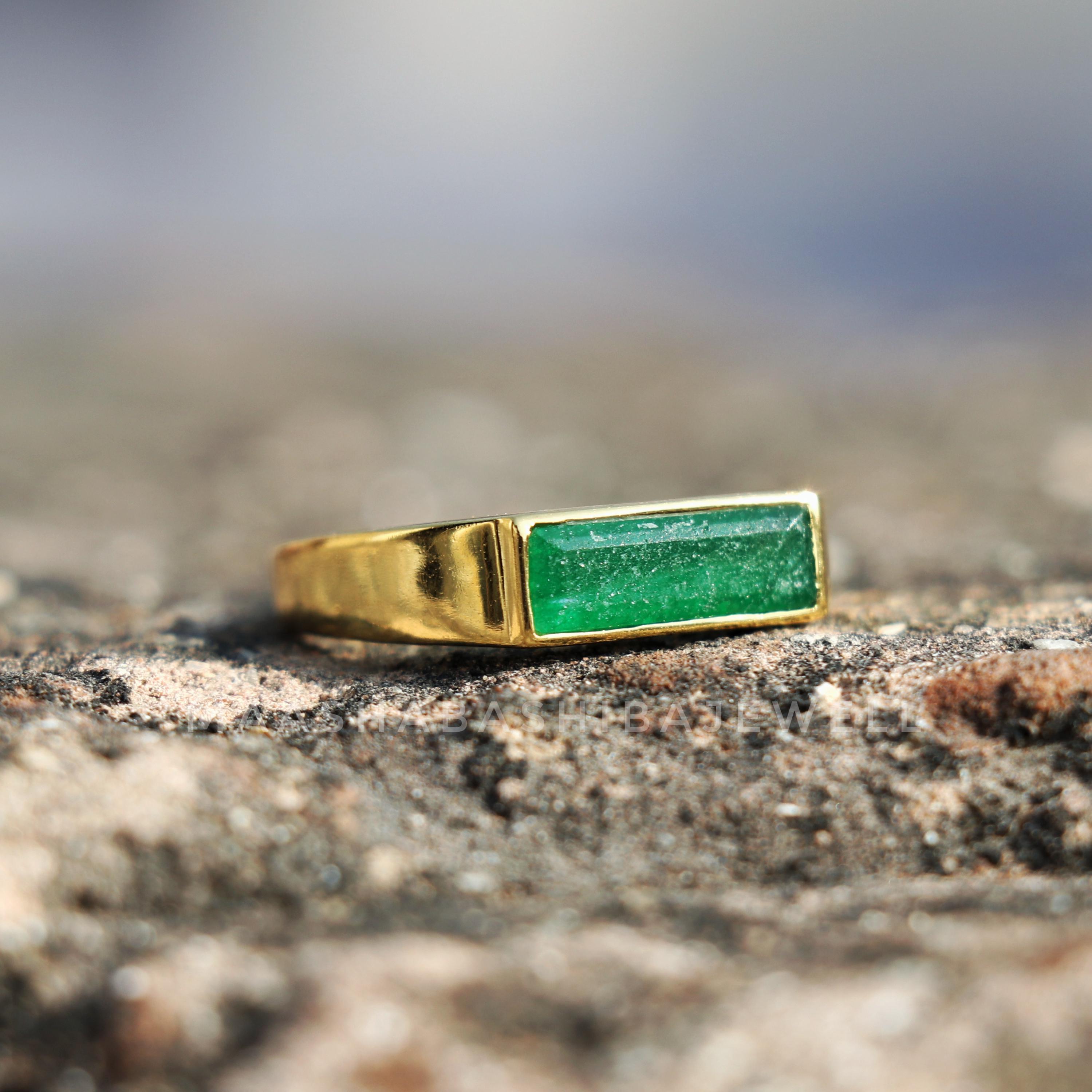 Anello in giada verde, anello da uomo, anello placcato in oro 18k, argento sterling 925, anello fatto a mano, anello in argento con pietre preziose, f