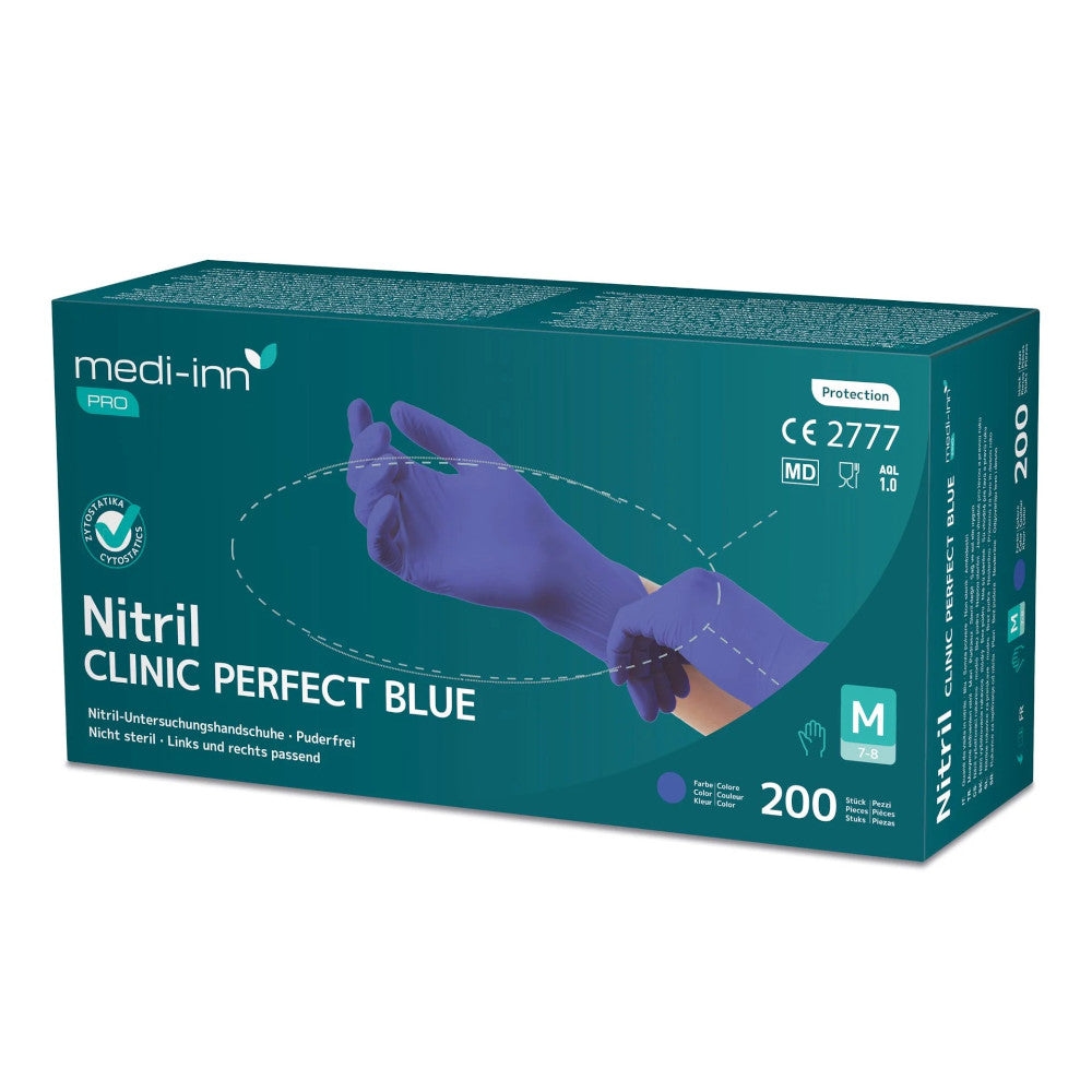 Medi-Inn PRO Clinic Perfect Blue Nitril-Einmalhandschuhe, blau, puderfrei, Gr. S, 1 x 200 Stück Image