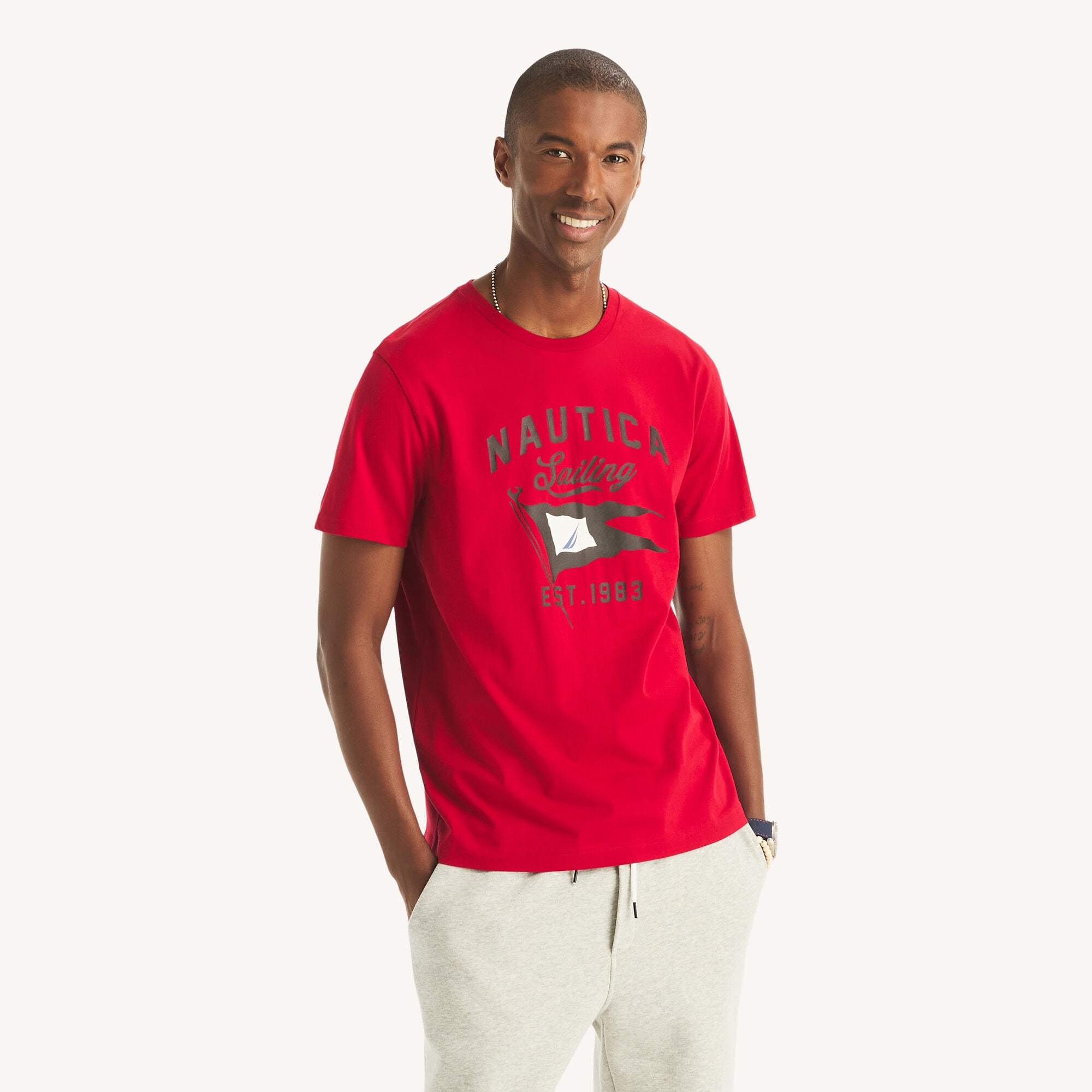 Nautica Men's Sailing Graphic T-Shirt 675 (Nautica Red), XS