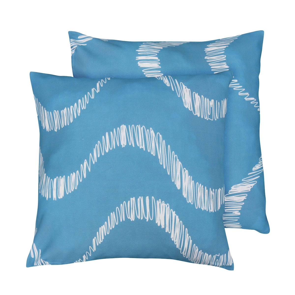 Oviala Business Set mit 2 quadratischen Polyesterkissen 45x45x8 cm weiß und hellblau Image