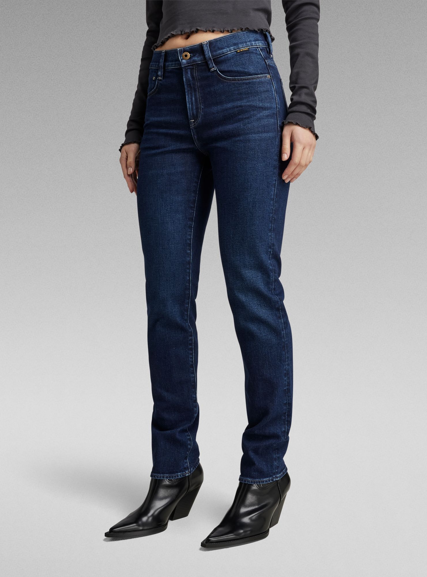 5-Pocket-Jeans G-STAR "Ace 2.0 Slim Straight Jeans", Damen, Gr. 28, Länge 32, worn in aster blau, Obermaterial: 2% Elasthan, Jeans 5-Pocket-Jeans