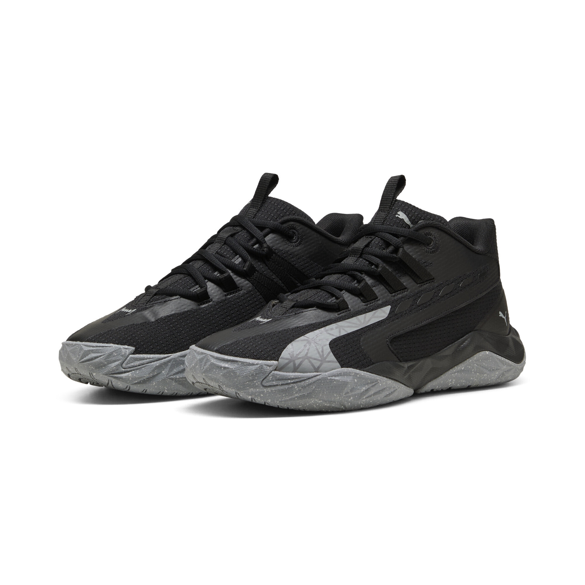 Basketballschuh PUMA "Dagger 2 Mid Basketballschuhe Erwachsene", Gr. 40.5, schwarz cool mid gray, Obermaterial: Synthetik, Textil; Futter: Textil; Innensohle: Textil; Laufsohle: Gummi, Synthetik, Schuhe