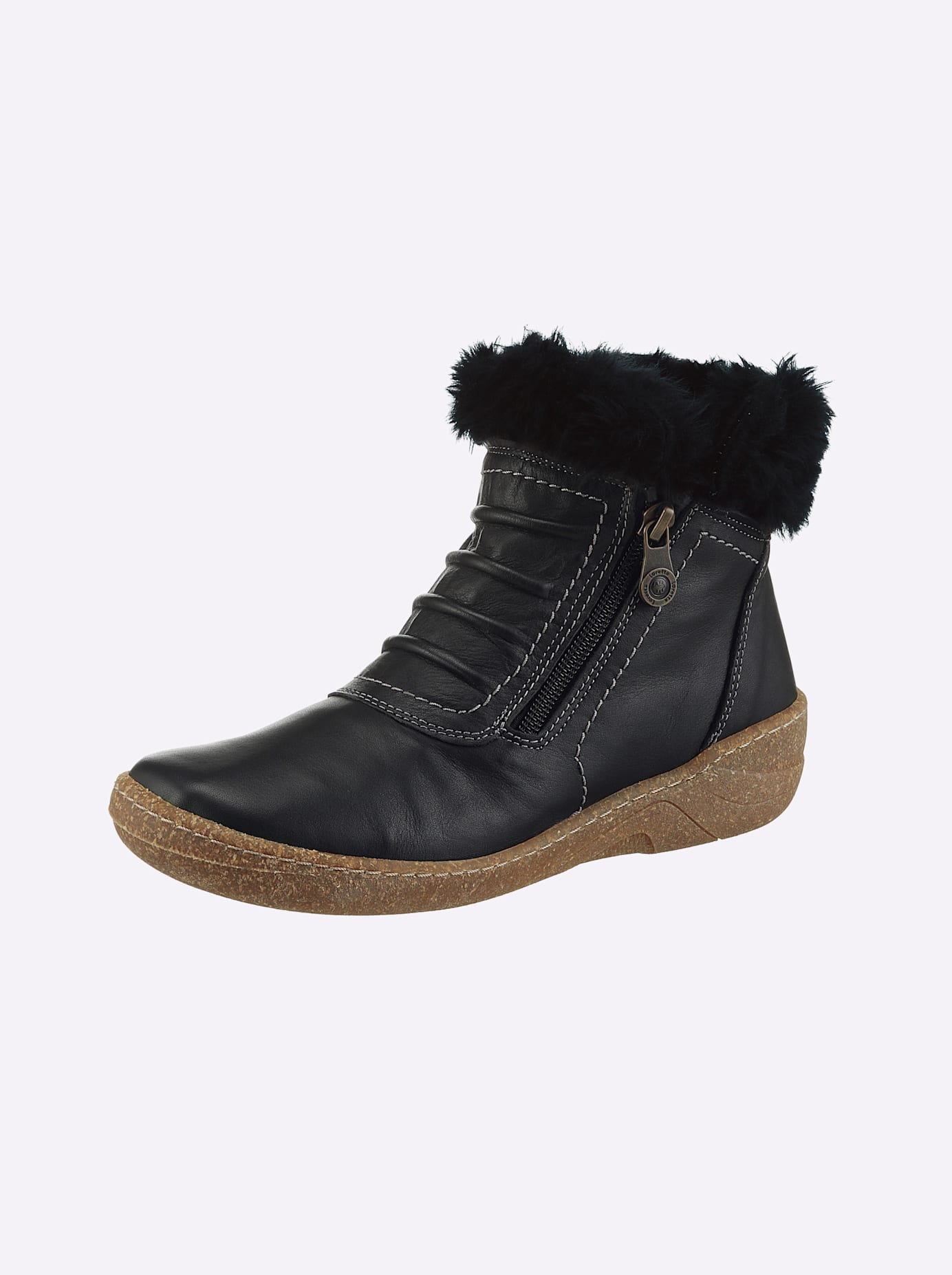 Stiefelette CASUAL LOOKS, Damen, Gr. 40, schwarz, Glattleder, Schuhe Stiefelette