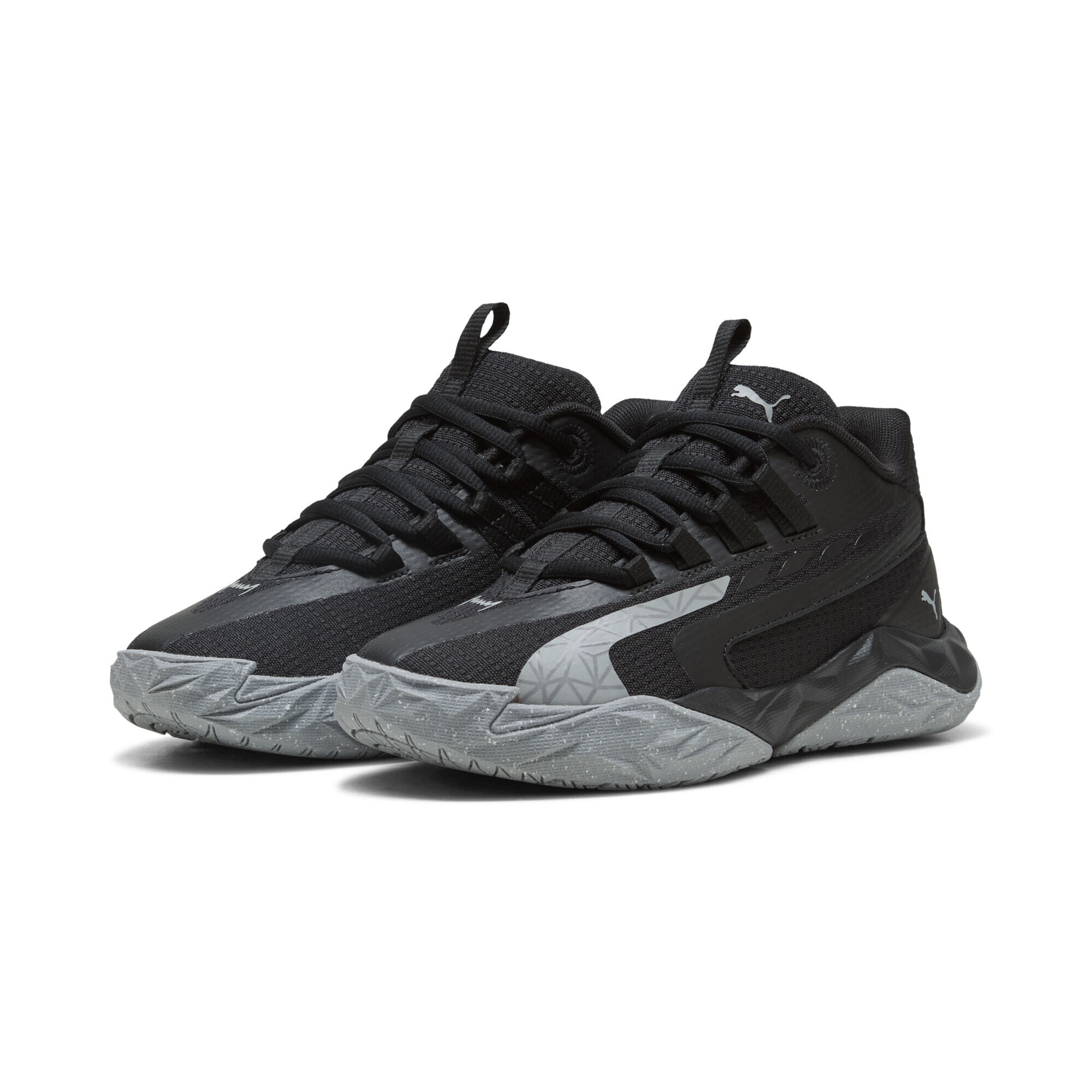 Basketballschuh PUMA "Dagger 2 Mid Basketballschuhe Jugendliche", Kinder, Gr. 37, schwarz cool mid gray, Obermaterial: Synthetik, Textil; Futter: Textil; Innensohle: Textil; Laufsohle: Gummi, Synthetik, Schuhe