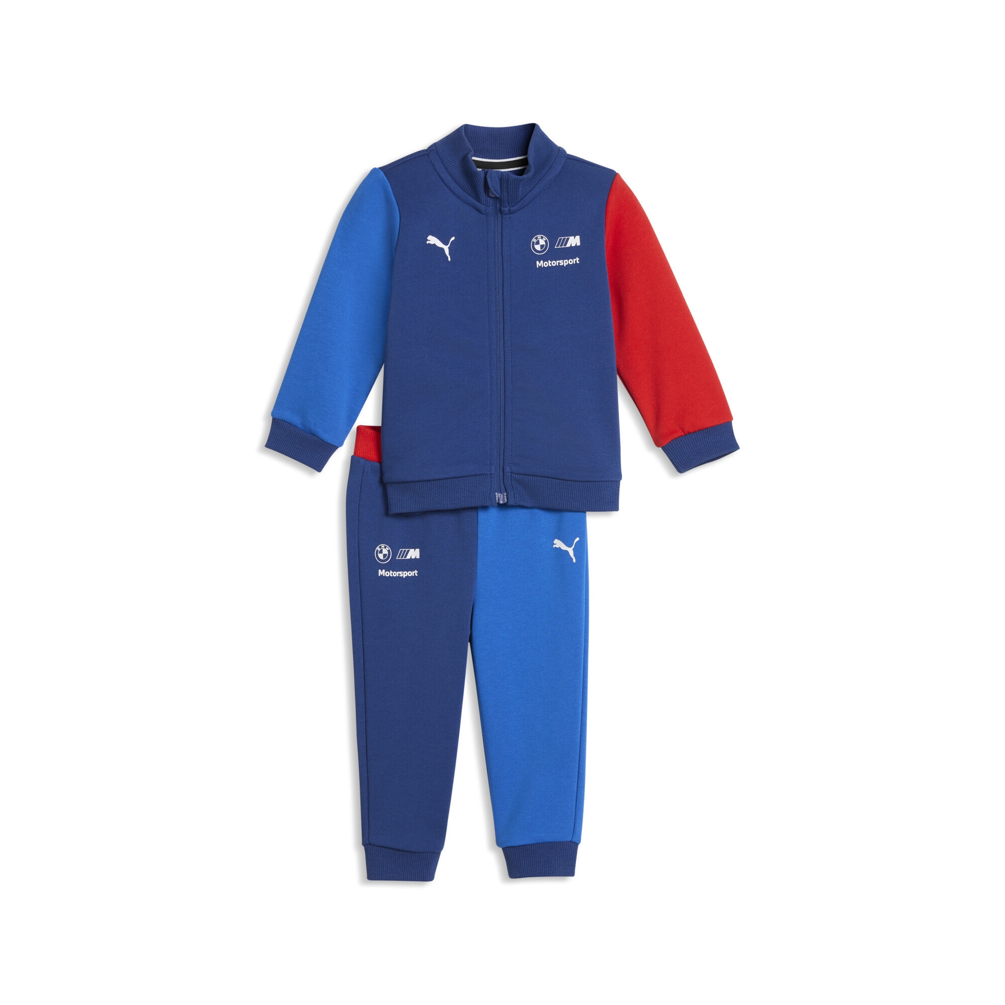 Sportanzug PUMA "BMW M MOTORSPORT Essentials Trainingsanzug Kinder", Jungen, Gr. 92, pro blau m color aop, Obermaterial: 68% Baumwolle, 32% Polyester; Rippe: 97% Baumwolle, 3% Elasthan, Sportanzüge