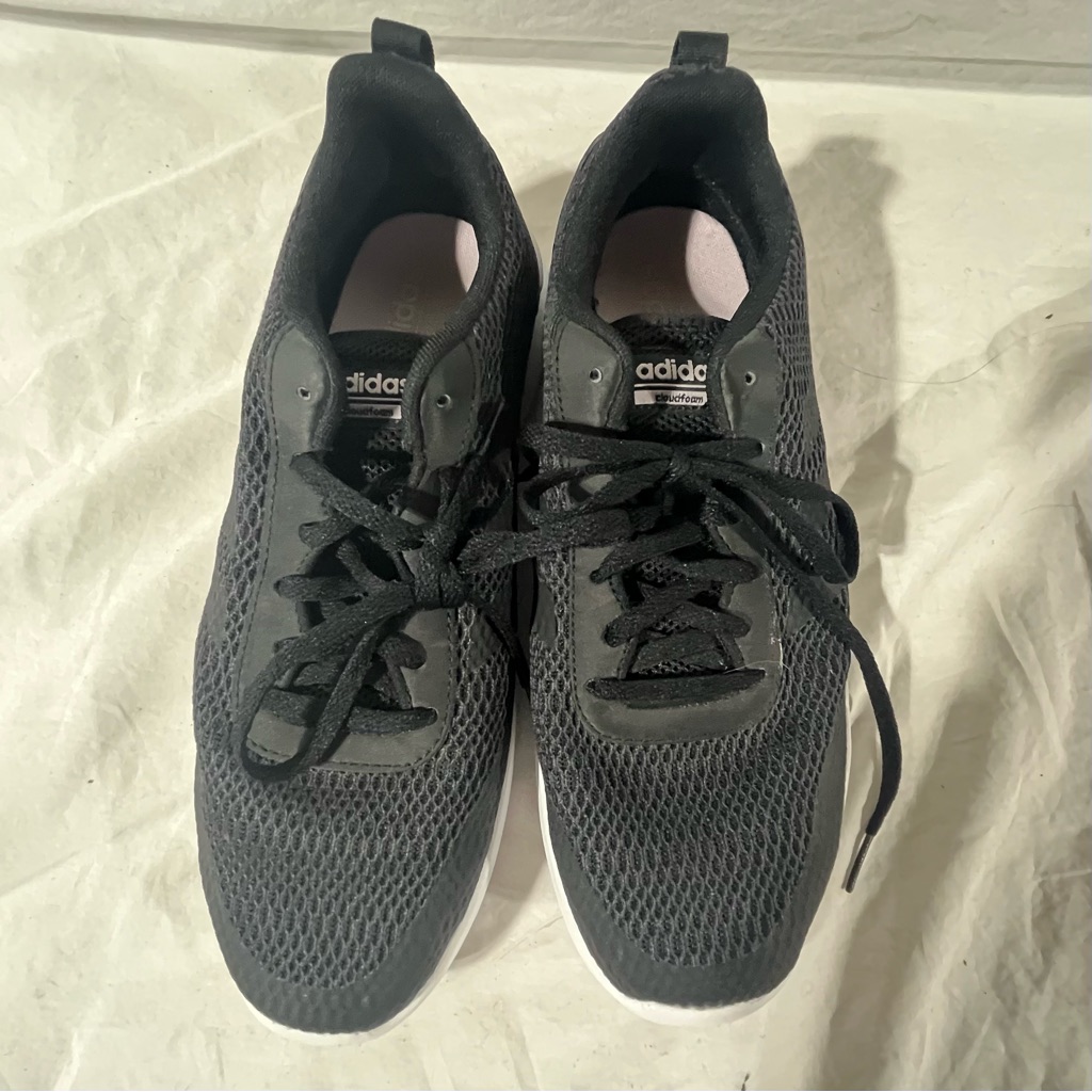Adidas Shoes | Black Adidas Cloudfoam Shoes. Size 10. White Soles With Black On Black | Color: Black/White | Size: 10