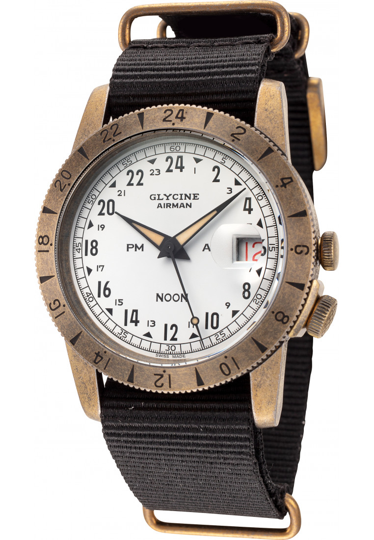Glycine GL0378 Mens Airman Vintage Noon Antique Watch - Brown - One Size | Glycine Sale | Discount Designer Brands