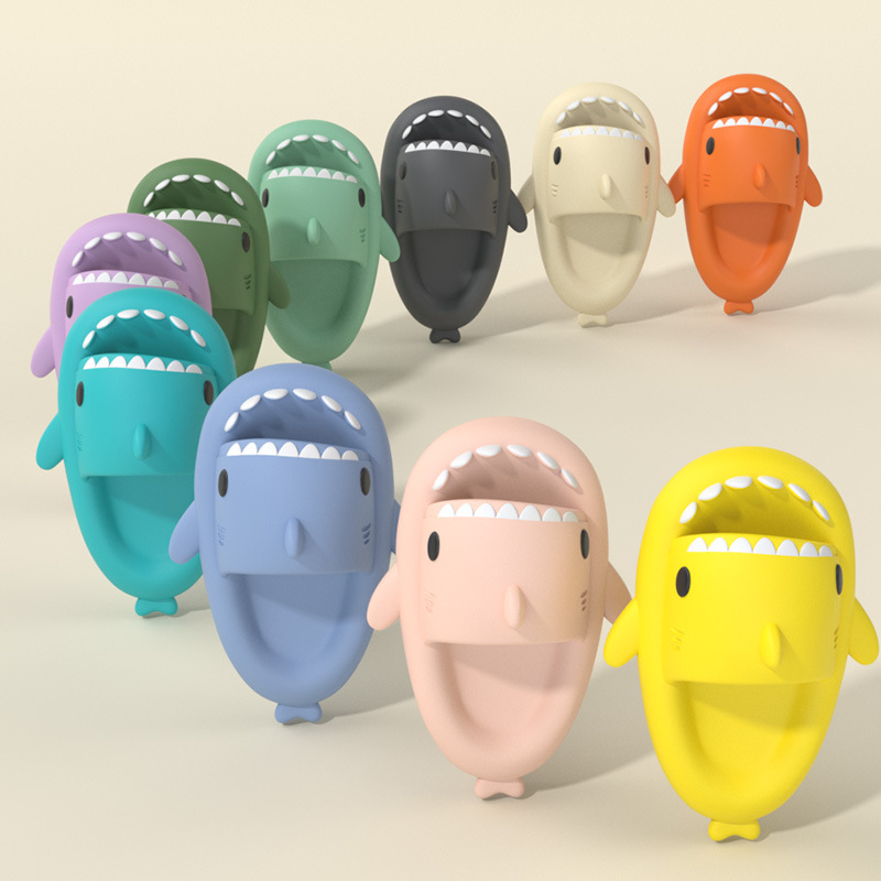 Summer Men Shark Slippers, Women Bathroom Slides, Anti Skid Flip Flops, Soft Beach Sandals, Outdoor Couples Shoes blue 42 43