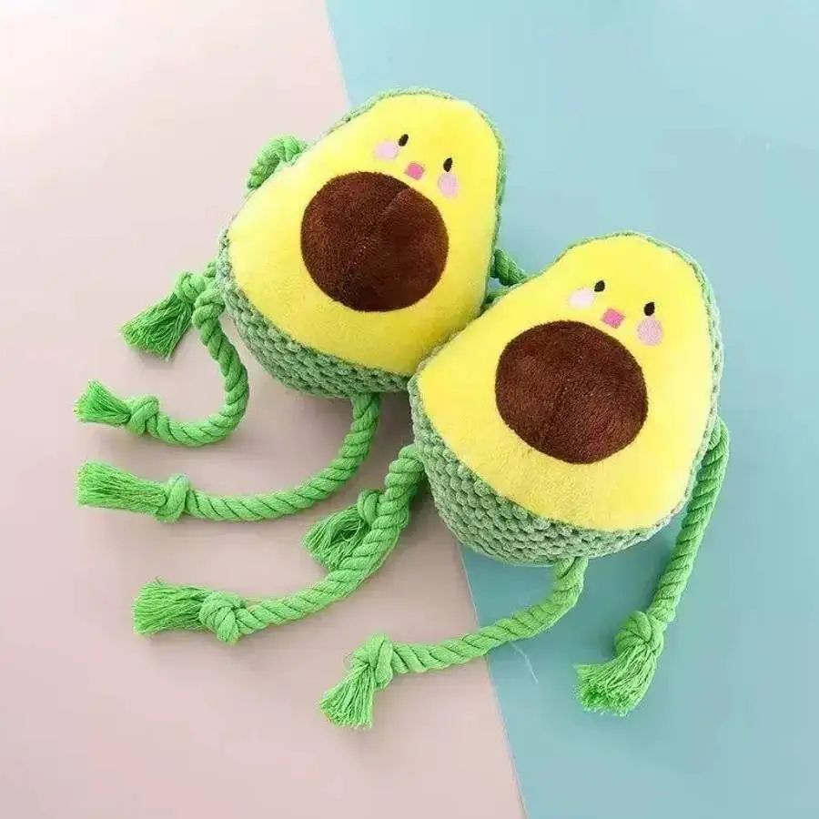 Avocado Plush Dog Toy With Rope Knot Interactive Chew Toy Avocado Plush Dog Toy With Rope Knot Interactive Chew Toy