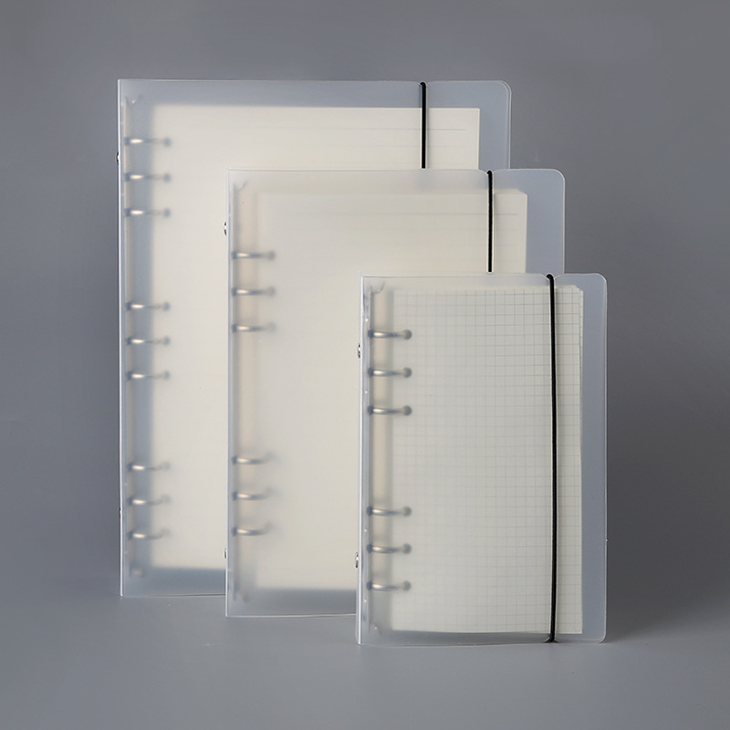 Transparent Diary Binder, Loose Leaf Notebook Planner, Journal Cover, Office Stationery Supplies, Note Book Inner Core pink Blank a6