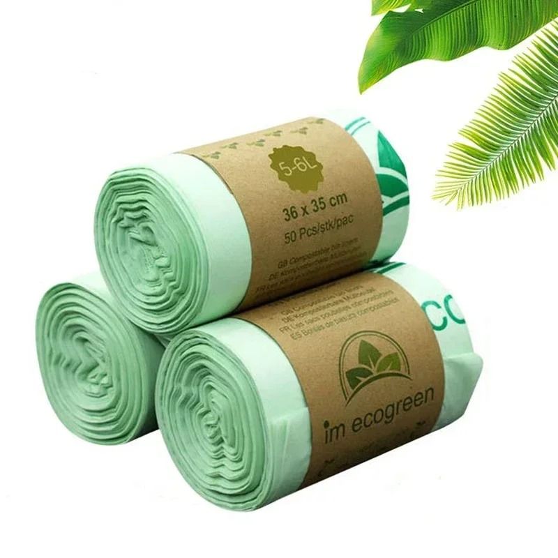 Biodegradable Compostable Trash Bags For Kitchen Household Use 6 L 36x35 Cm