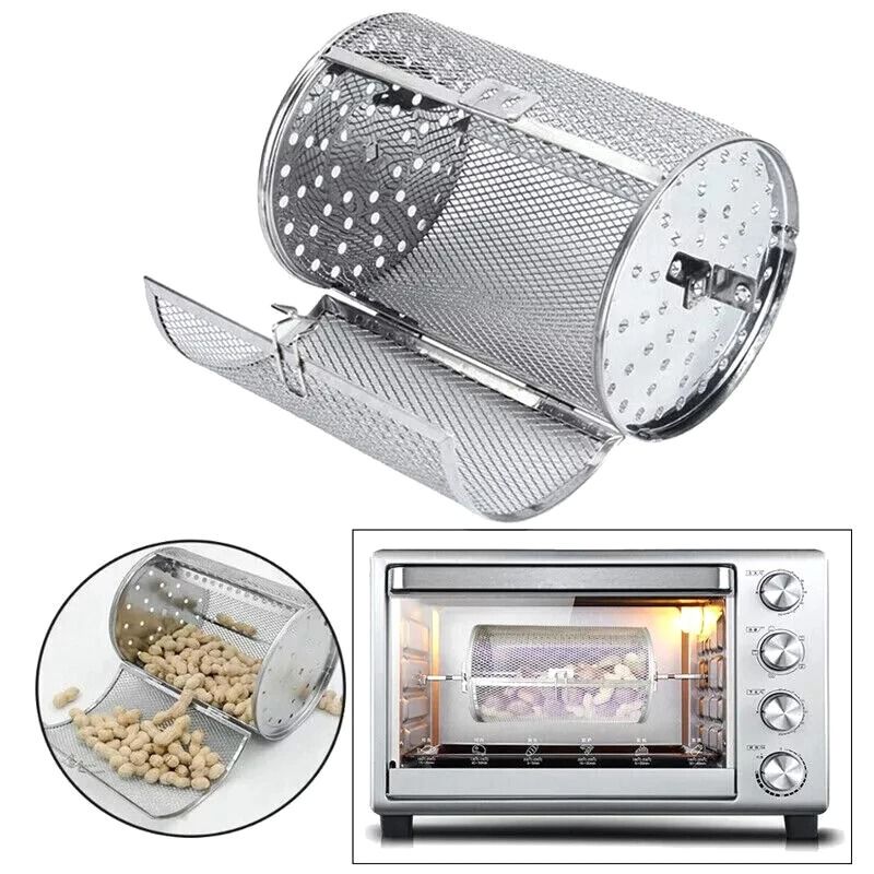 Stainless Steel Rotisserie Grill Basket Drum For Oven And Air Fryer Cooking a
