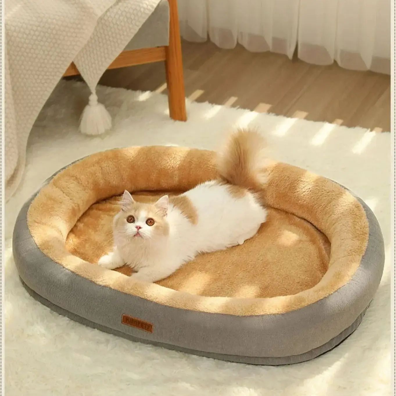 Warm Plush Winter Pet Bed grey xl