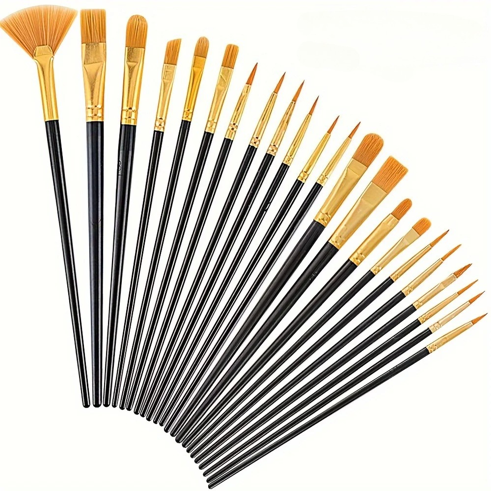 Brush Set For Acrylic, Watercolor, Oil Painting, Plastic Brushes For Canvas, Fabric, Paper Craft Supplies 12pcs