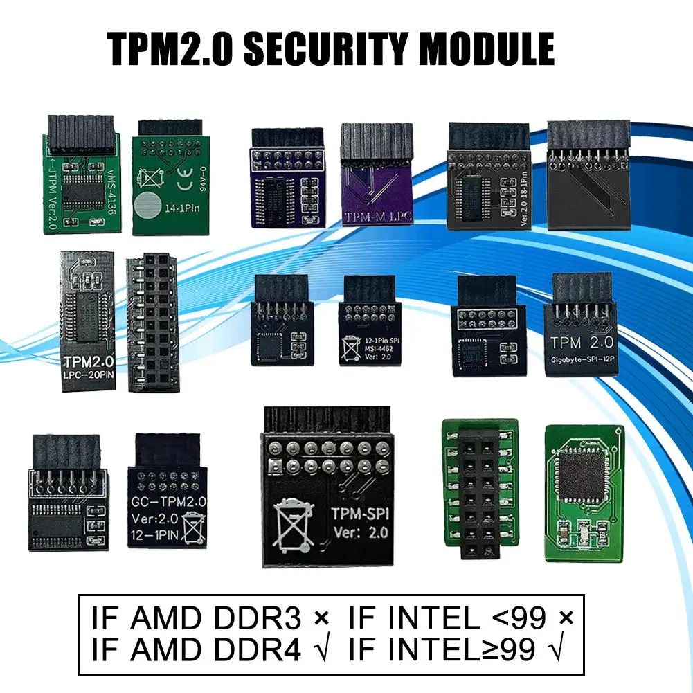 TPM 2.0 Encryption Security Module 12 14 18 20 1 Pin Trusted Platform Module For Multi Brand Motherboard 20pin Lpc