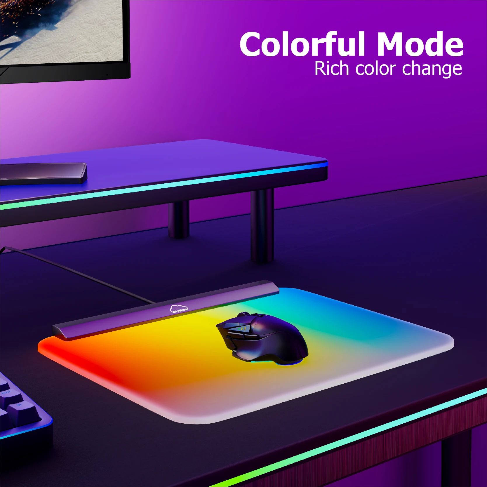 ColorSync RGB Mouse Pad, Screen Reactive LED Gaming Desk Mat For Immersive Ambient Lighting silver