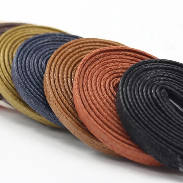 Leather Waterproof Waxed Flat Shoelaces Kids Adult Boots Lace khaki 120cm