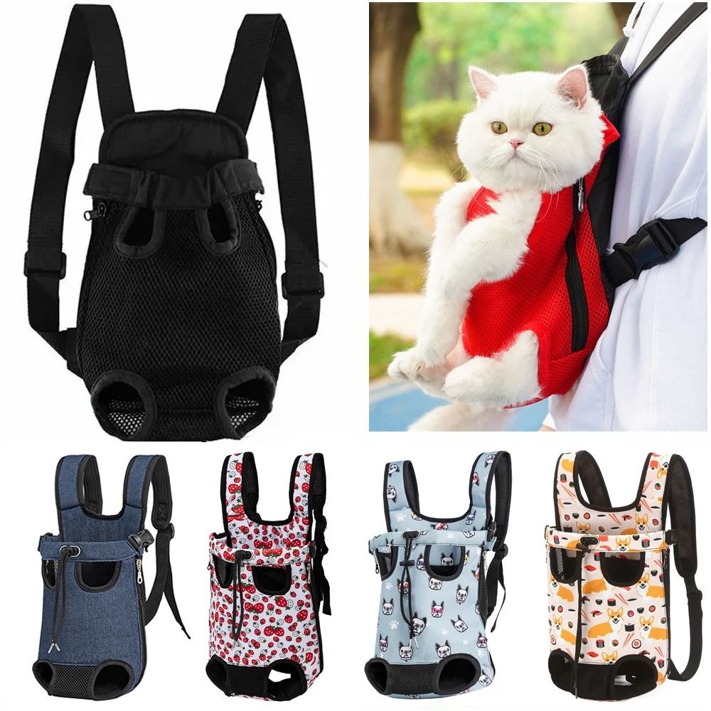 Adjustable Cat Carrier Backpack Double Shoulder Pet Travel Bag For Cats And Small Dogs m dark Blue