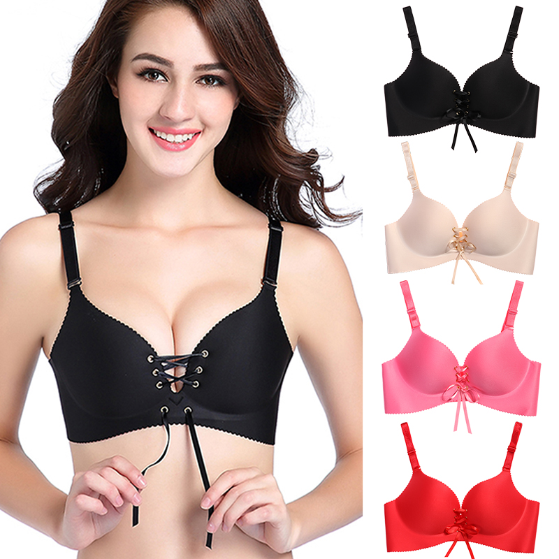 Sexy Seamless Bra Wireless Bralette For Women Cotton Fashion Push Up Intimates red 95c
