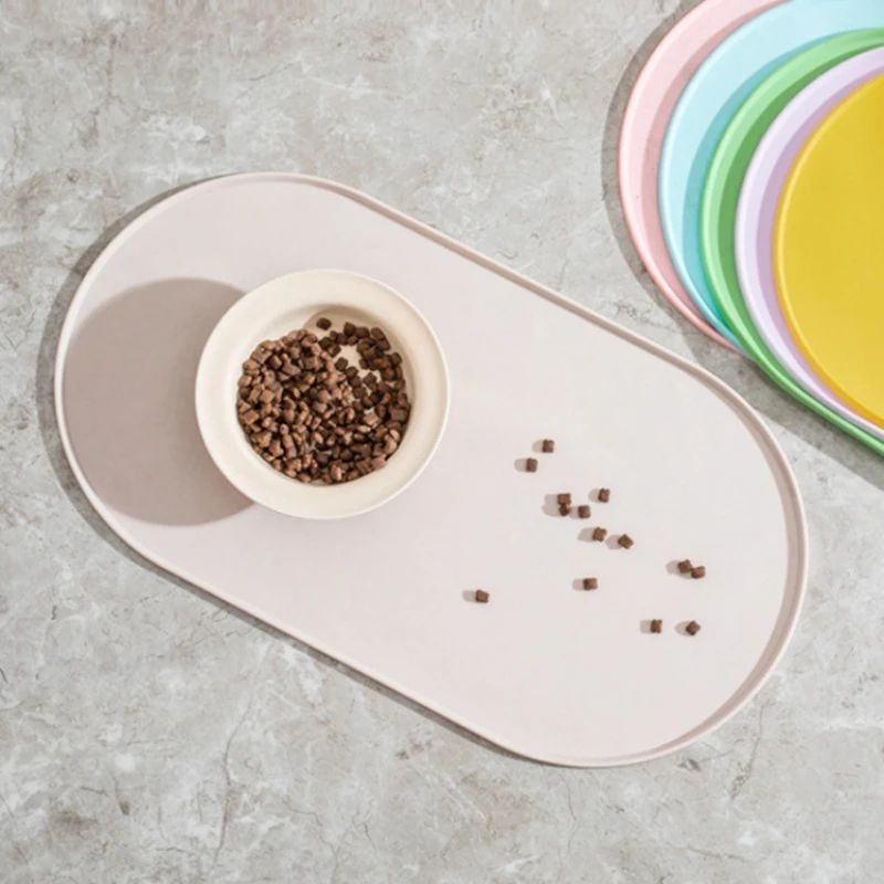 Non Slip Waterproof Pet Feeding Mat Easy Clean Food & Water Bowl Mat For Cats, Dogs & Multi Pet Homes blue