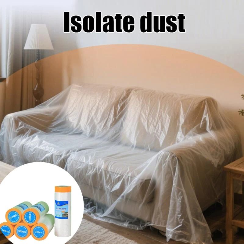 Disposable Self Adhesive Dustproof Film Roll For Cabinet And Wall Protection l: 11 M W: 450 Cm