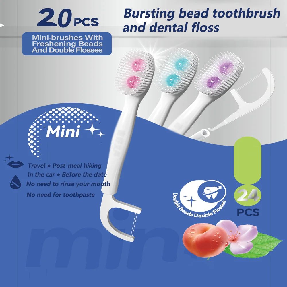 Mini Disposable Bubble Bead Toothbrush mixed Blue