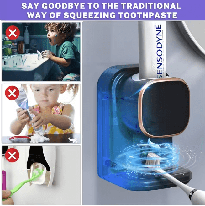 CleanPress Automatic Toothpaste Dispenser Wall Mounted Squeezer black