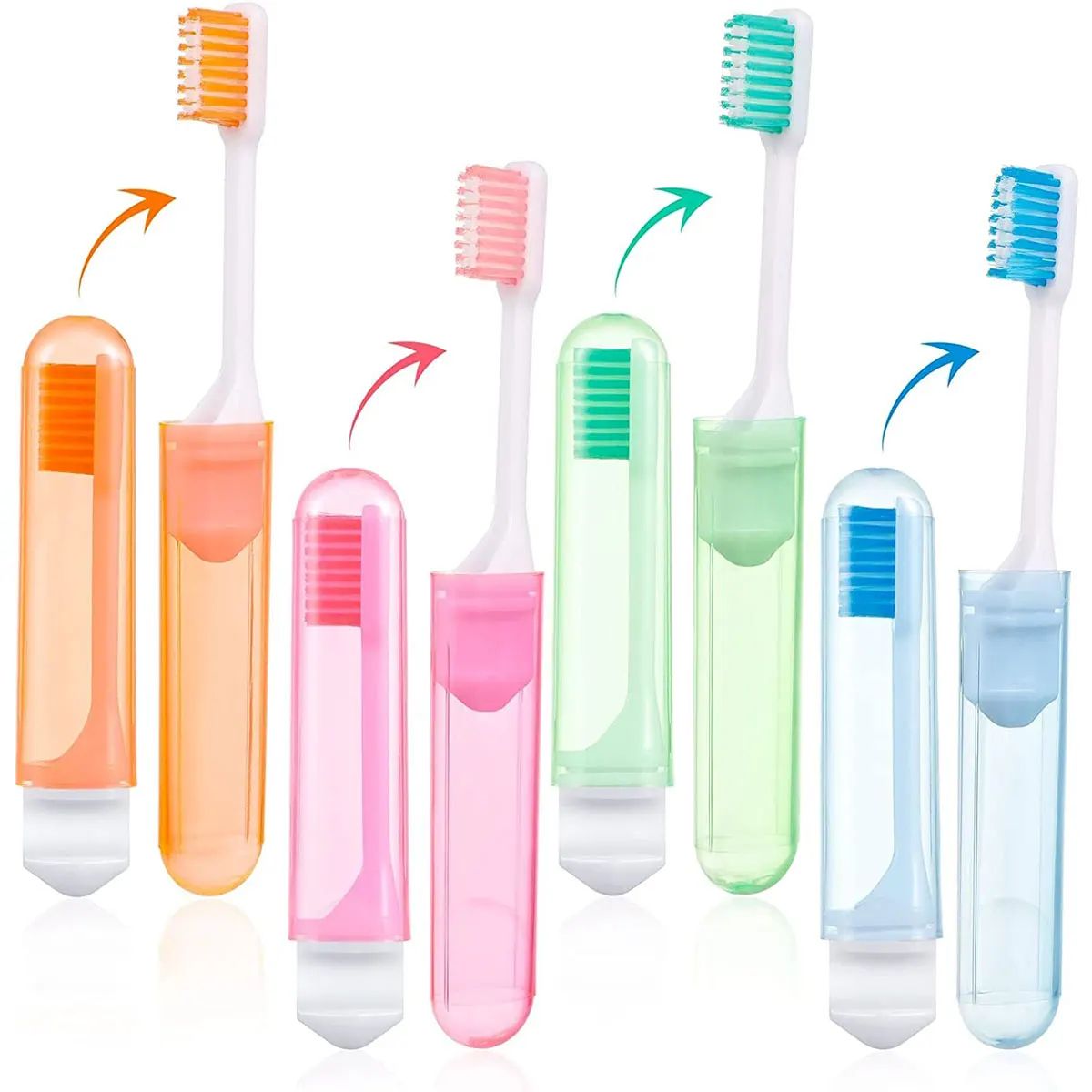 Foldable Travel Toothbrush With Case a (4 Pcs)