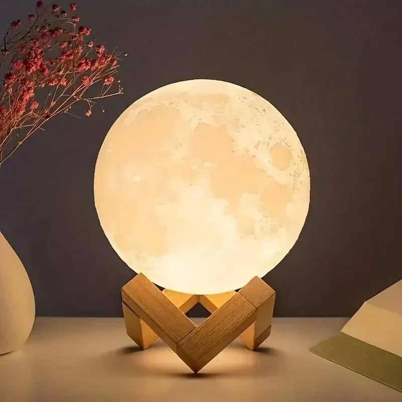 8cm LED Moon Lamp Night Light Galaxy Graffiti Art Moonlight Decor For Bedroom, Living Room & Birthday Gift 3.1 In With Stand