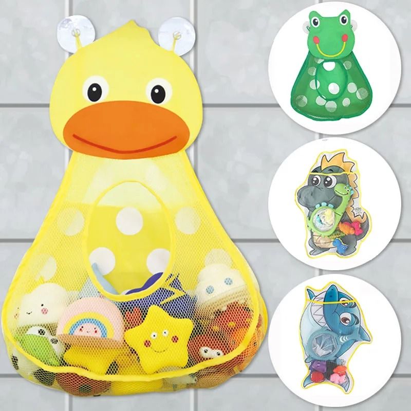 Bath Toy Storage Mesh Net Organizer With Suction Cups Duck Frog Design duck Yellow