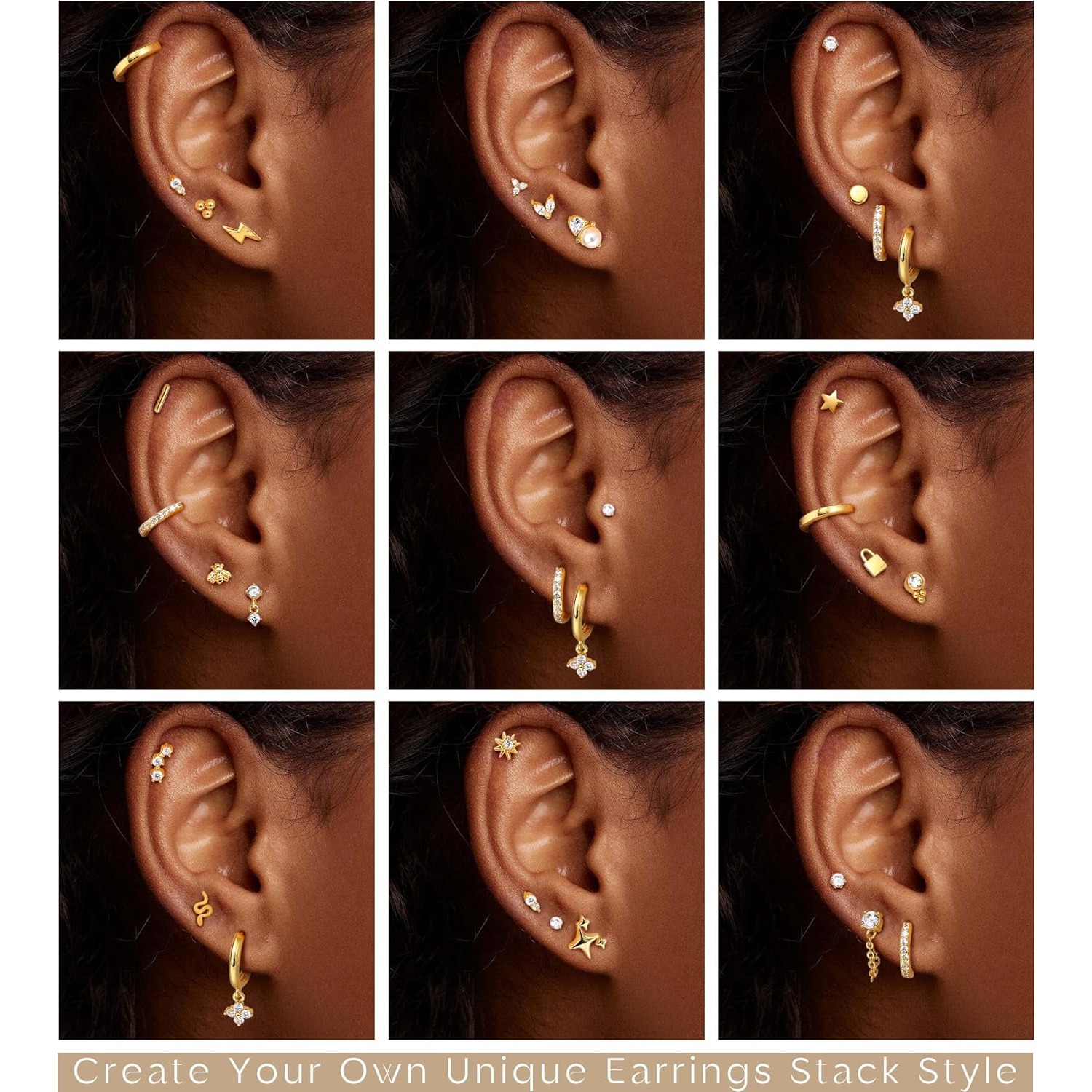 Surgical Stainless Steel Earrings For Women, Dainty Flat Back Earring Stud Hoop, Cartilage Earrings For Sensitive Ears style 8