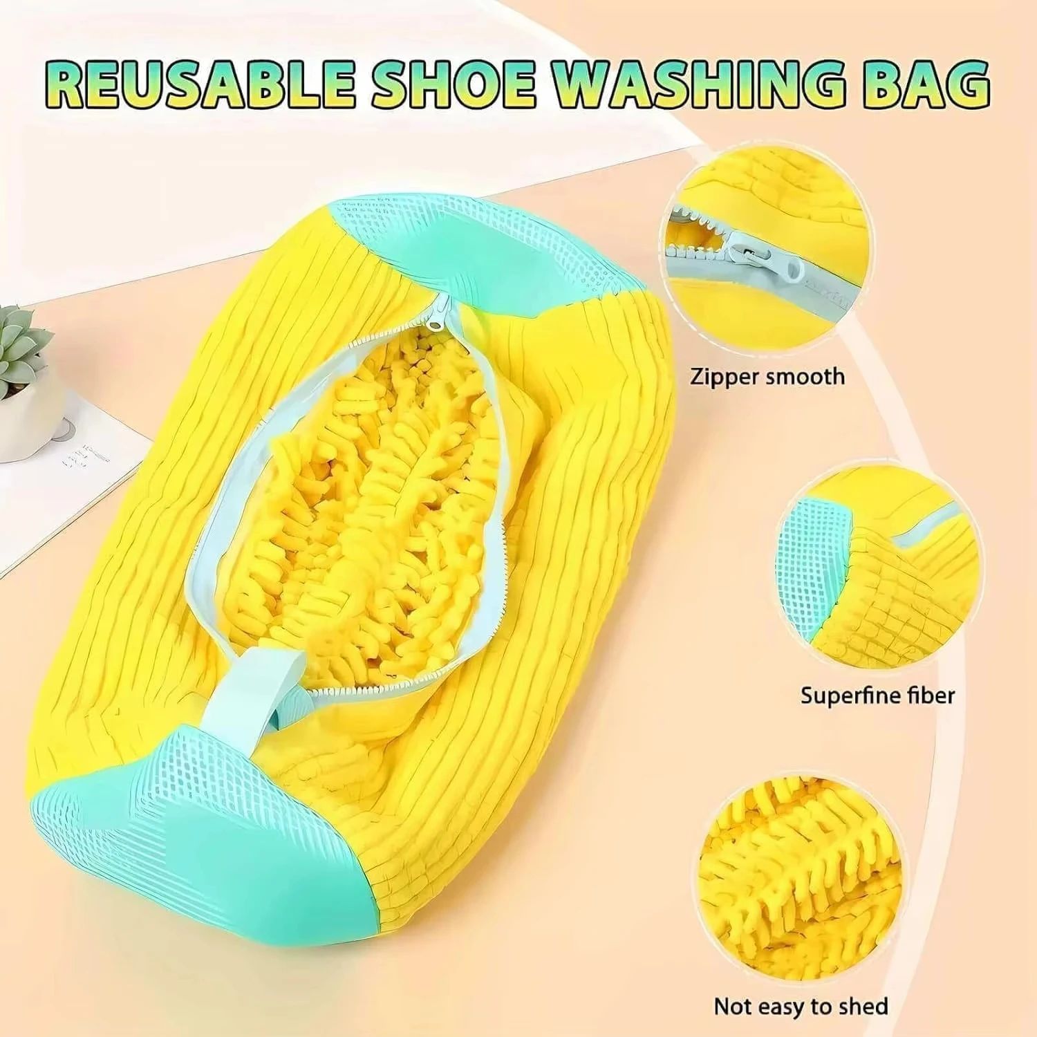 Reusable Shoe Washing Machine Bag For Washer & Dryer Padded Laundry Shoe Bag For Sneakers & All Shoe Sizes yellow