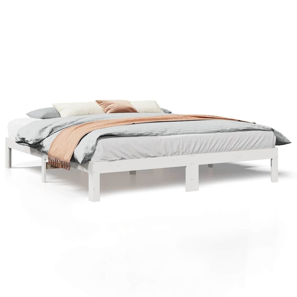 vidaXL Massivholzbett ohne Matratze Weiß 160x200 Kiefernholz Image