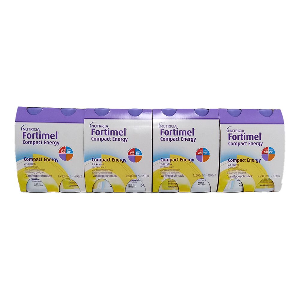 Fortimel Compact Energy Vanille 8x4x300 ml Flüssigkeit zum Einnehmen