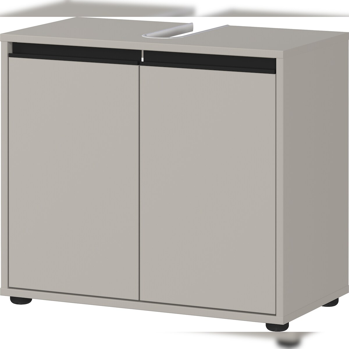 WB-Unterschrank 63x34x55cm | 2 Türen & Soft-Close | Siphonausschnitt | Steingrau | Made in Germany | Badschrank Modern | Kadima Design Serie HAMBURG Image