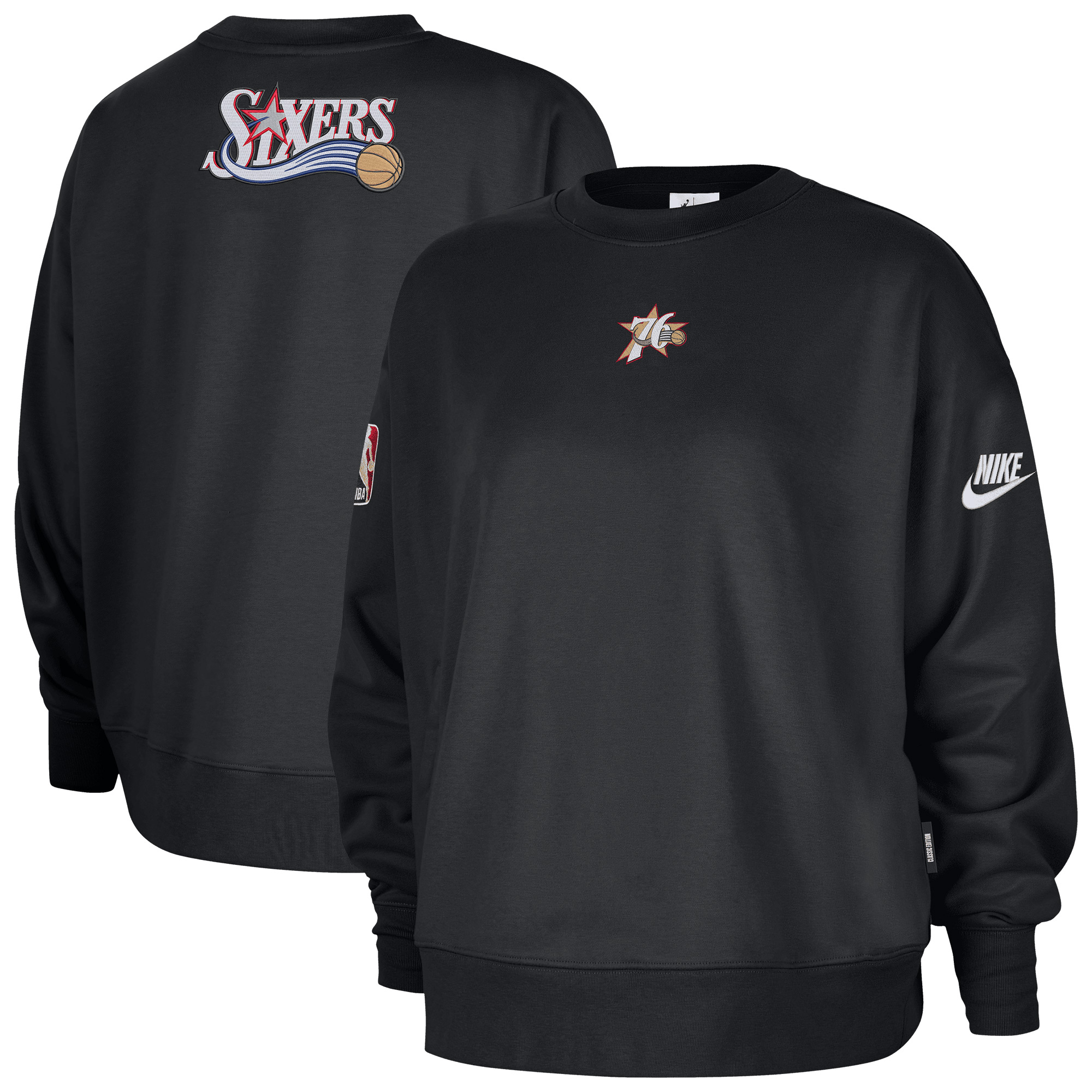 Philadelphia 76ers Nike Classic Edition Fleece-Rundhalsausschnitt – Herren Image