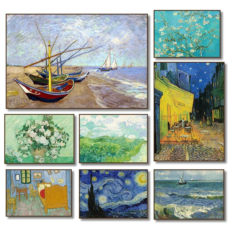 Berühmte Künstler Van Gogh Leinwand Malerei Druck Sternenhimmel Iris Blume Meer Boot Landschaft Poster Bild Wand Home Decor Geschenk