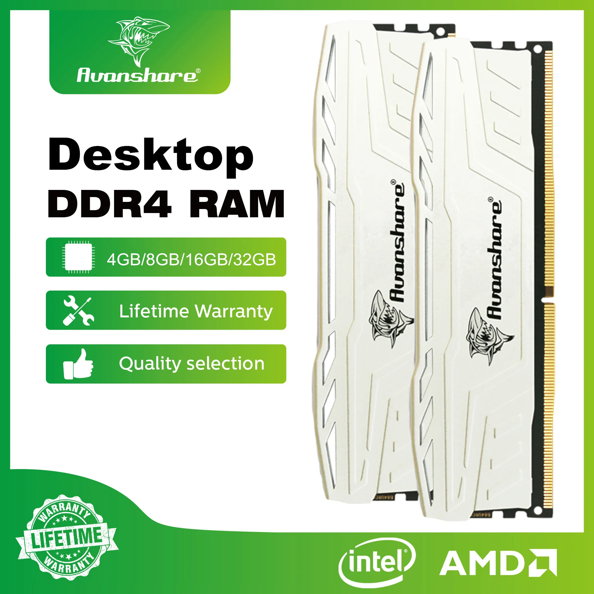 Avanshare Ram Memories DDR4 32 GB 16 GB 8 GB 3200 MHz 2666 MHz 2400 MHz PC-Gaming-Speicher DIMM RAM Unterstützt Intel AMD DDR4-Motherboards