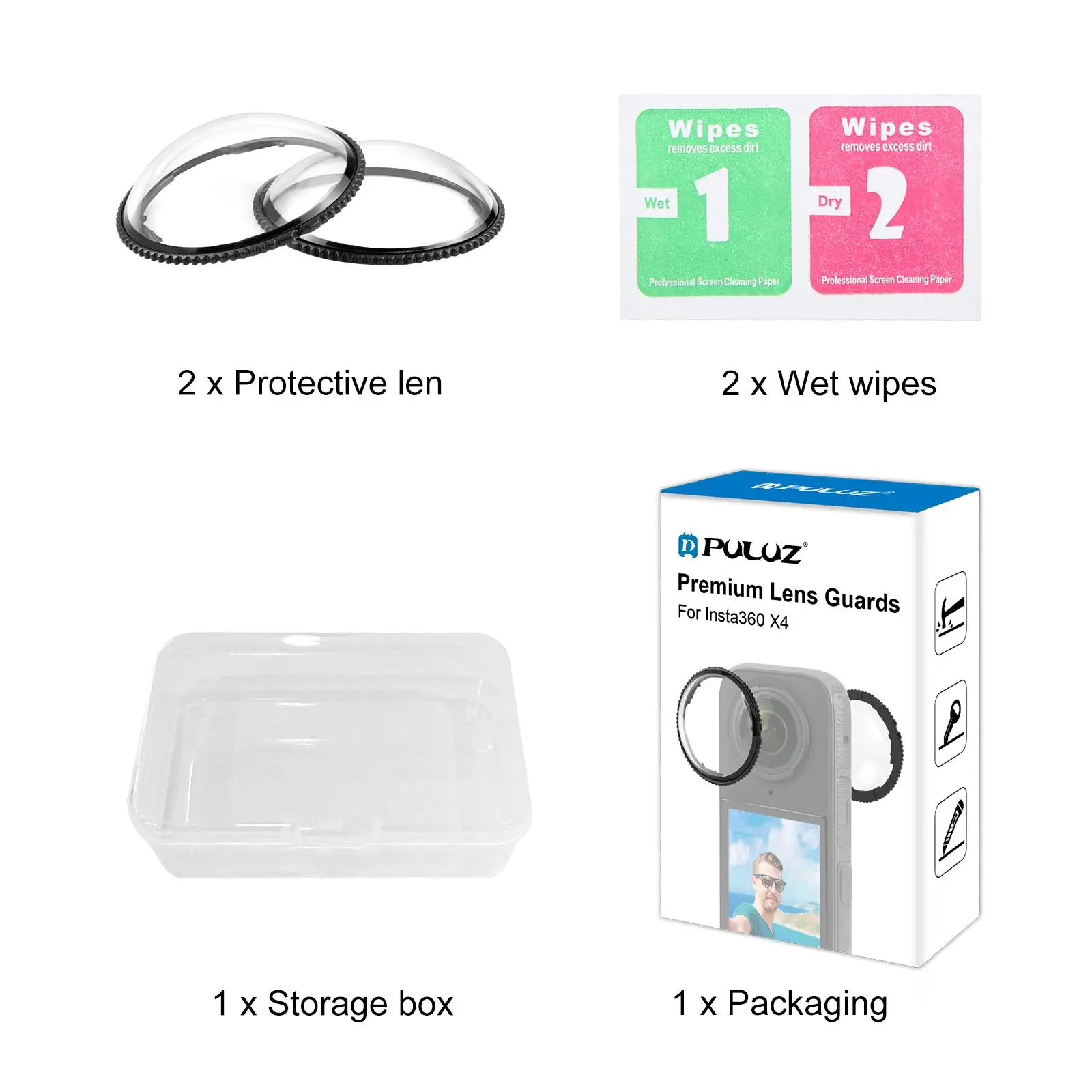 PULUZ Rotation Optische Glas Objektiv Schutz Schutzhülle Für Insta360 X4 Zubehör Objektiv Fall Image